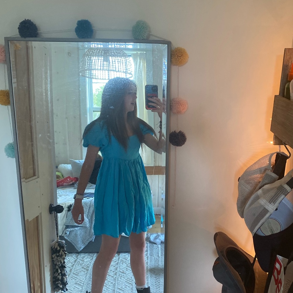 cute blue flowy dress!!!